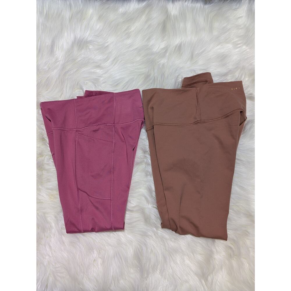 Lot Of 2 Victoria Secret Incredible Essential Leggings Size 6 - Pink & Brown - Picture 1 of 8